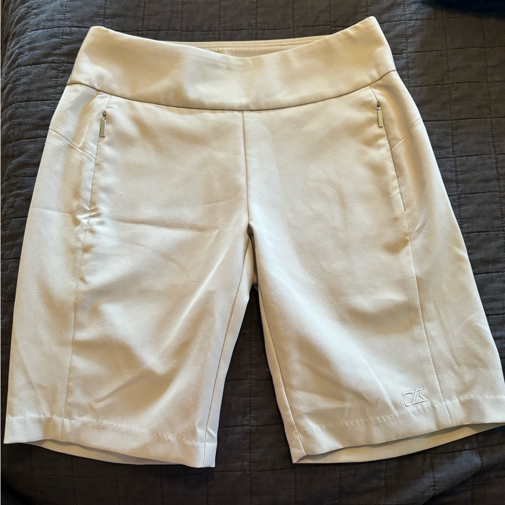 Cutter & Buck Womens CB DryTec 50+‎ UPF Golf Bermuda Shorts Beige Small S/P